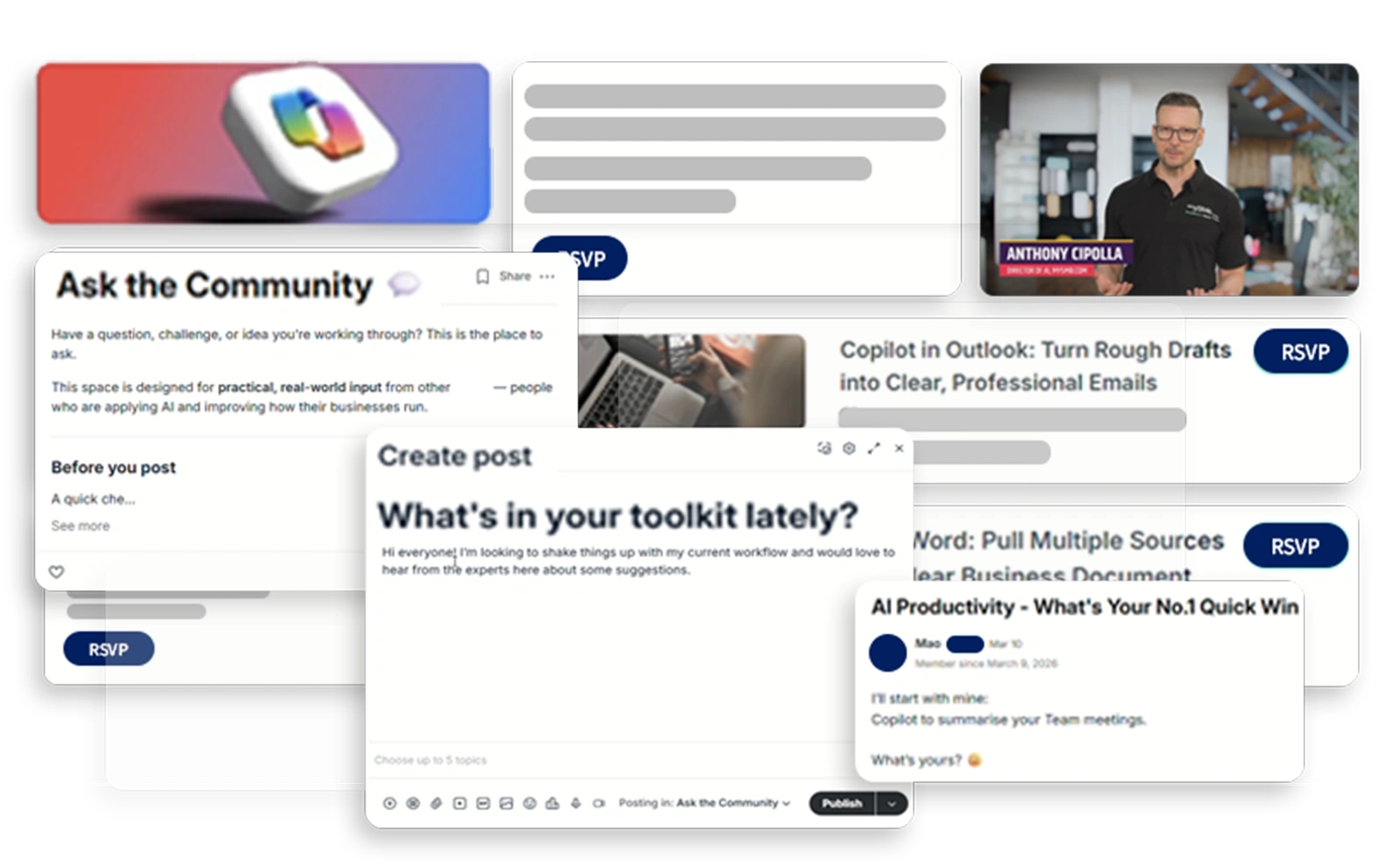 myConnect community feed showing discussions, demos and community posts